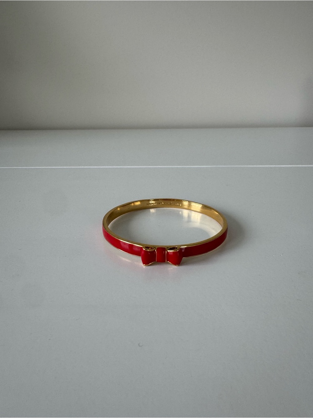 Kate Spade Gold-Tone Red Enamel Bow Bangle Bracelet